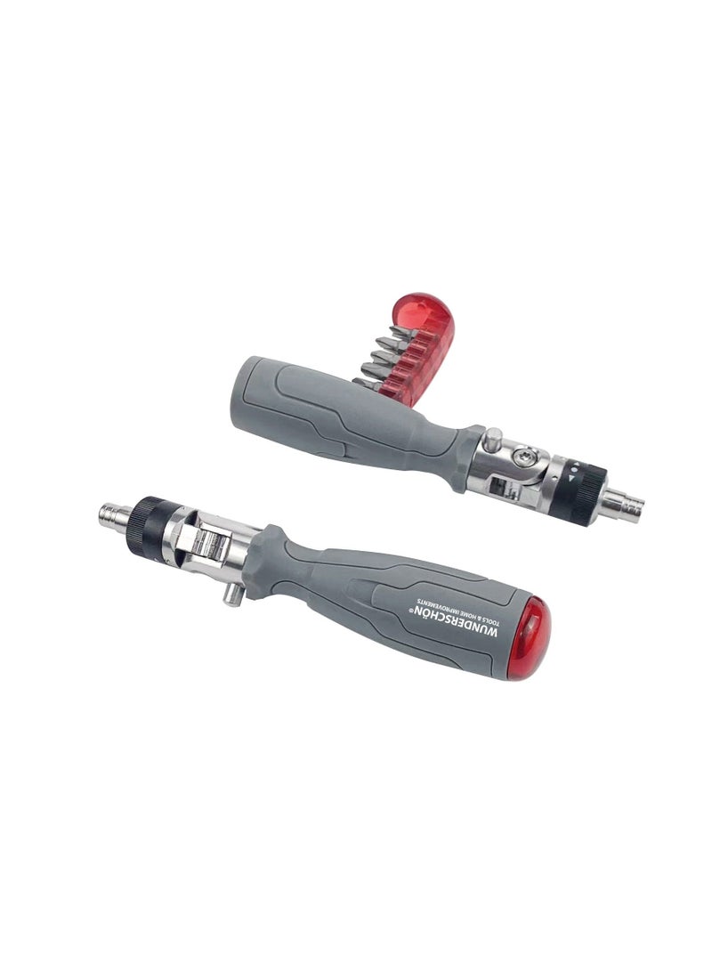 WUNDERSCHÖN Multifunctional Reattaching Screwdriver_10 Built-in Hidden Bits Magnetic Multiangle Ratchet Maintenance Tool Suitable to Repair Automotive, Appliances, Household  - Image 2