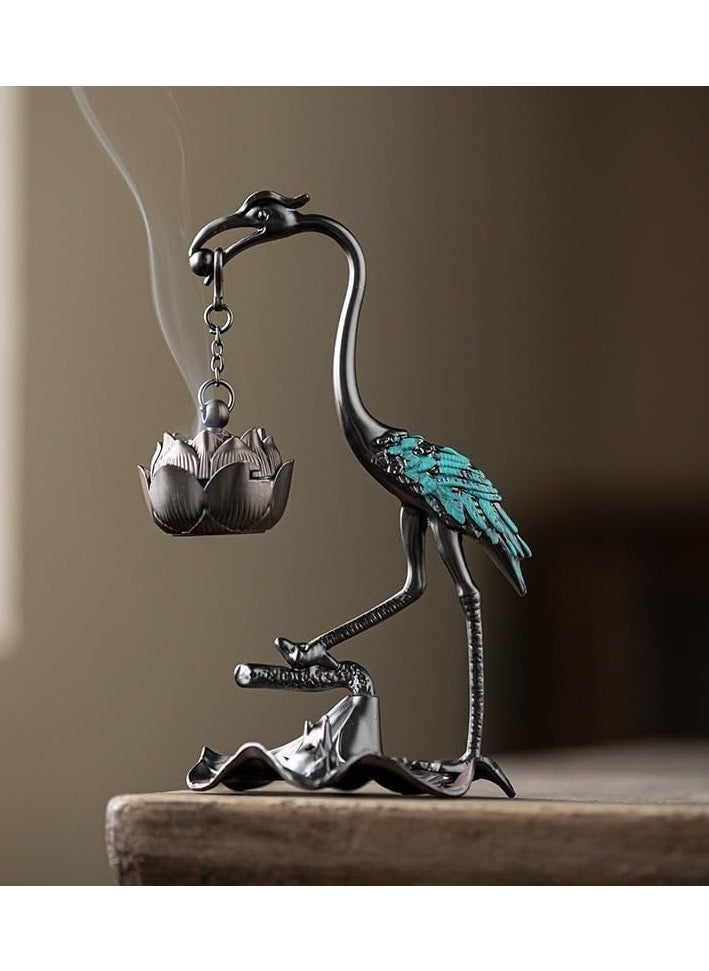 Generic Hanging Crane Incense Burner, Lotus Hanging Incense Burner, loaded with incense Catcher, Vintage Incense Stick Holder for Meditation Yoga Spa Room Decorations (crane)  - Image 1