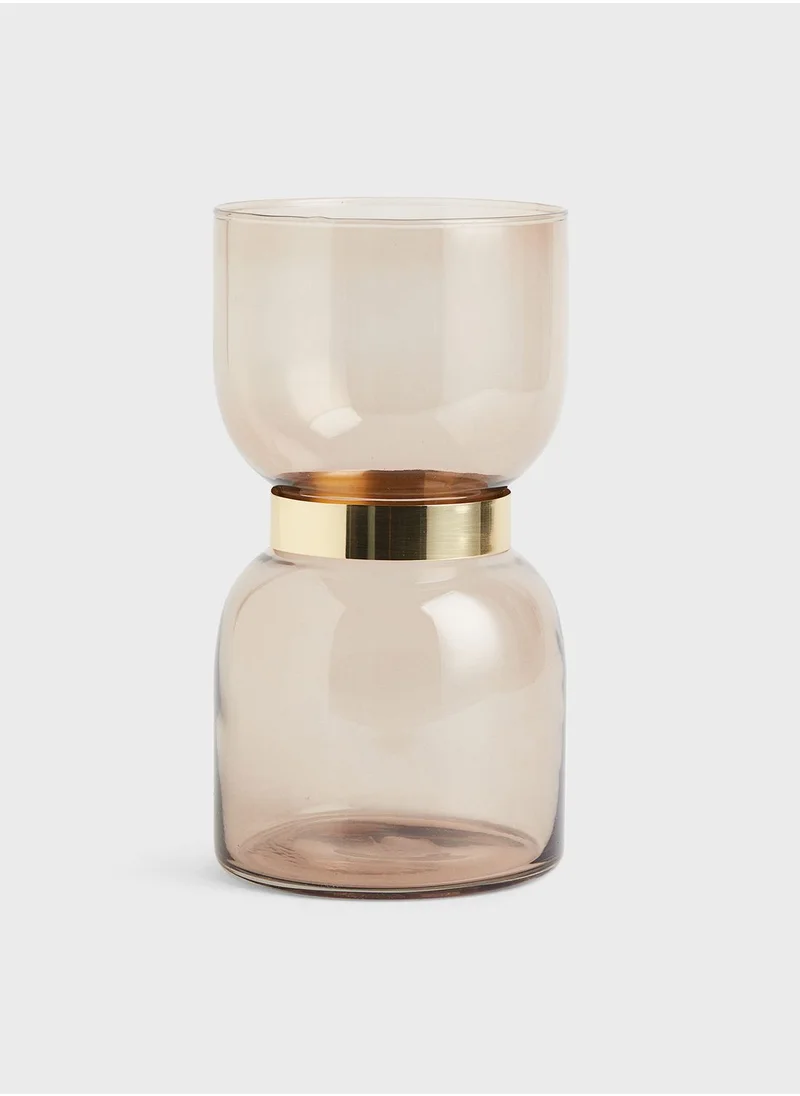 H&M Glass Vase With Metal Detail