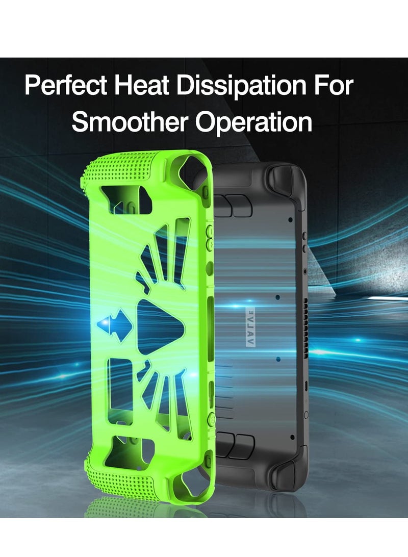 SOLARAE Steam Deck Standing Protective Case, Thickening Silicone Accessories Protector, Soft Cover Skin Shell with 2 Pairs Thumb Grips, Full Protection Kit to Anti-Slip for Valve Stream Deck (Green) - Image 4