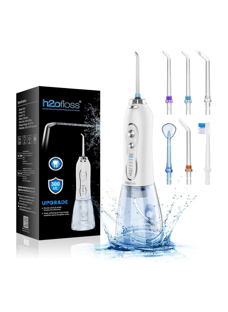 H2O Professional Cordless Water Flosser Portable Rechargeable IPX7 Waterproof Teeth Cleaning 300ml Tank for Home Travel HF-6 - Image 1