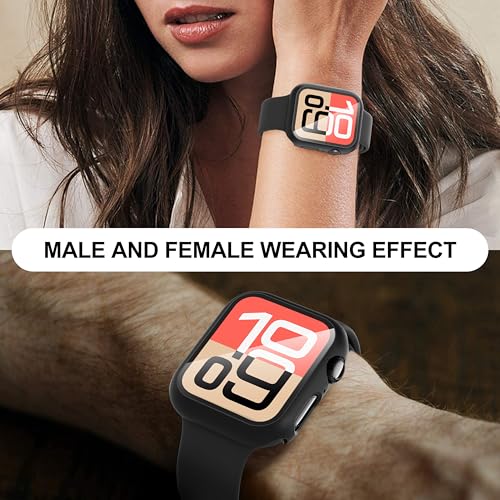 Diruite Suoman for Apple Watch Series 6/5/4/Series SE/SE 2/SE 3 40mm All-Around Screen Protector Case, Tempered Glass Screen Protector Case Ultra-Thin for iWatch 40mm Protection Cover - Black+Clear - Image 5