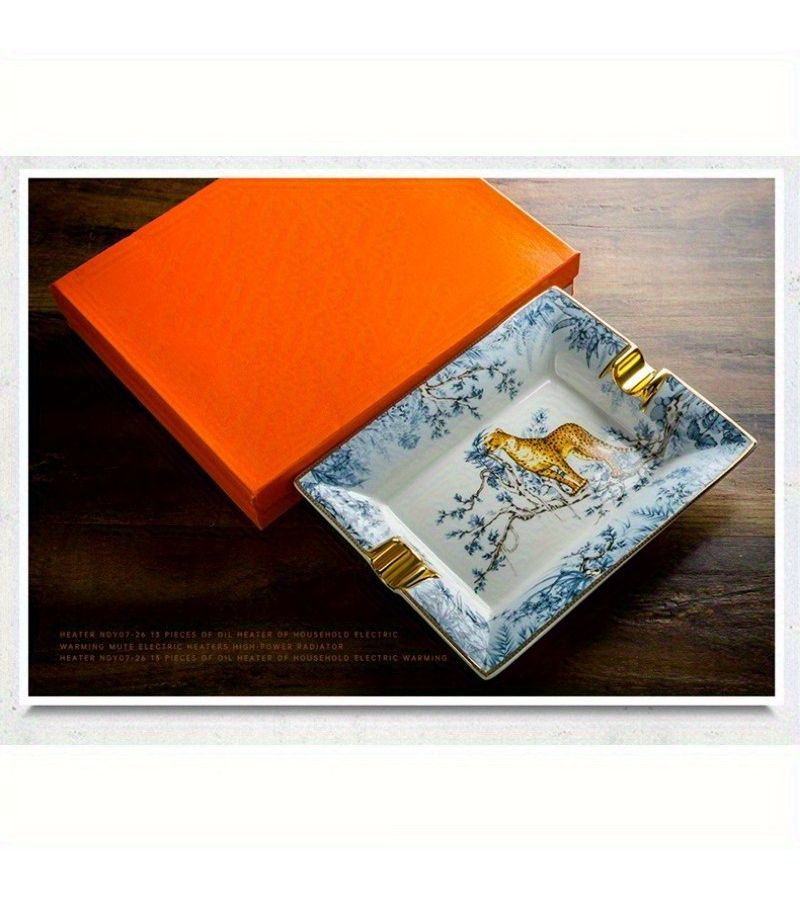 Black Deluxe Ceramic Cigar Tray with Dual Holders Perfect Smoker Gift - Image 3