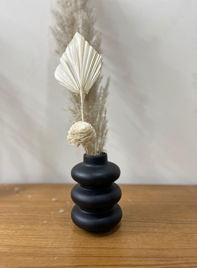 Craftribal Black Family Ceramic Vases for Home Decor Flower Vase for Living Room (Set of 3) (Size-6 inches) Decorative Flower Vases for Home Decoration Items Vases for Dry flowers,Dining Table,Gifting - Image 4