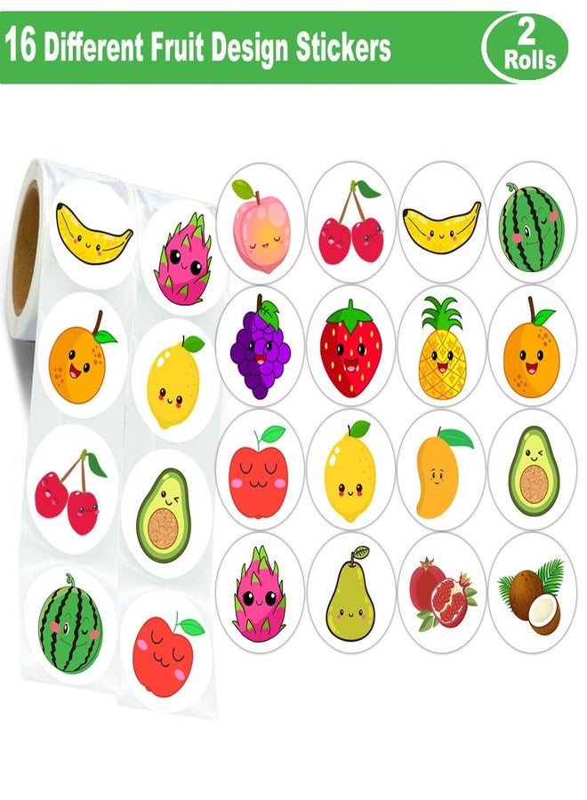 Hohamn 600 Pcs Fruit Stickers for Kids Teachers 1.5 Inch 16 Styles Cute Apple Banana Strawberry Watermelon Mango Fruit Stickers Roll for Kids Birthday Party School Reward Giveaways - Image 2