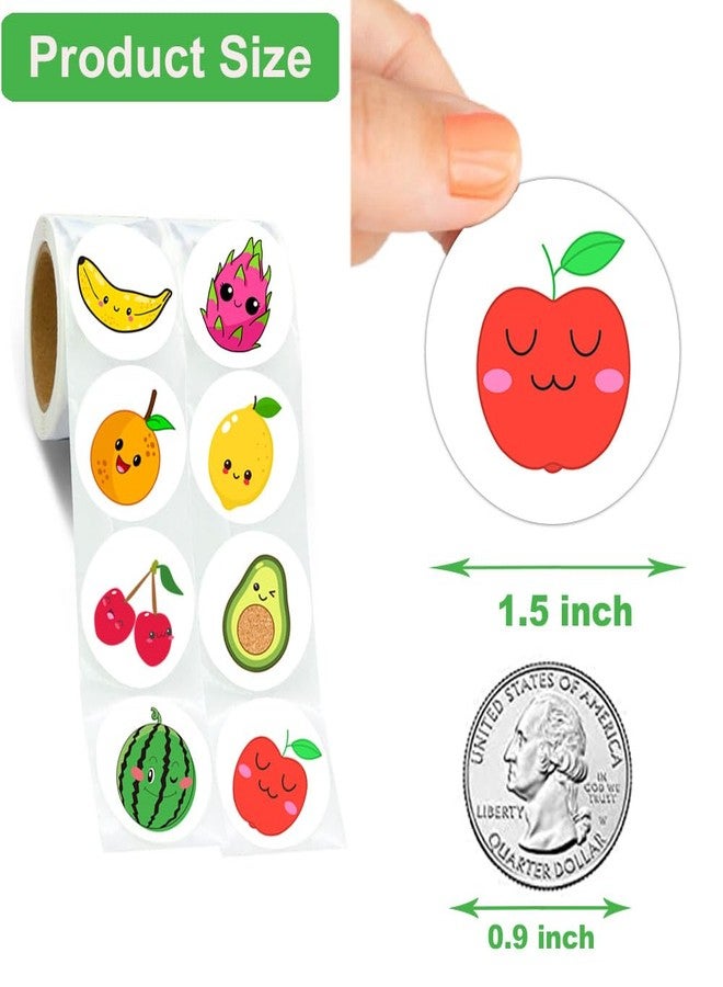 Hohamn 600 Pcs Fruit Stickers for Kids Teachers 1.5 Inch 16 Styles Cute Apple Banana Strawberry Watermelon Mango Fruit Stickers Roll for Kids Birthday Party School Reward Giveaways - Image 3