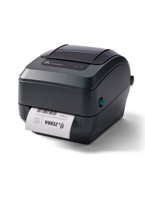 حزمة طابعة الباركود Zebra GK420t 203 نقطة في البوصة مع شريط واحد 1 لفة ملصقات