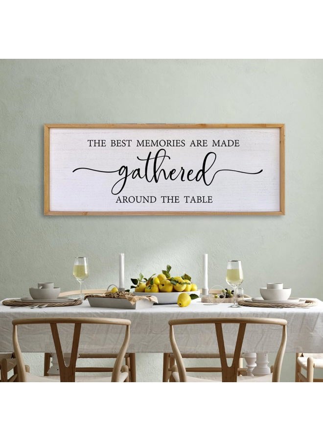 Surfapans The Best Memories Are Made Gathered Around The Table Dining Room Sign 40”X15” Dining Room Wall Art (Wood) - Image 1