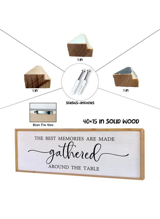 Surfapans The Best Memories Are Made Gathered Around The Table Dining Room Sign 40”X15” Dining Room Wall Art (Wood) - Image 2