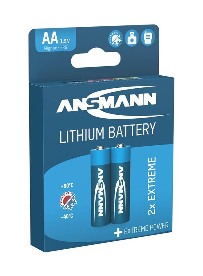 ANSMANN بطاريتان ليثيوم AA من Extreme، بطاريتان ليثيوم Extreme، أجهزة كشف الدخان الخارجية ذات الطلب الصناعي الاحترافي، مدة صلاحية 10 سنوات - Image 1