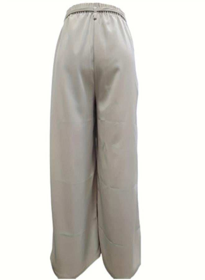 Take Two Beige Wide Leg Trousers with Tie Waist - Image 5