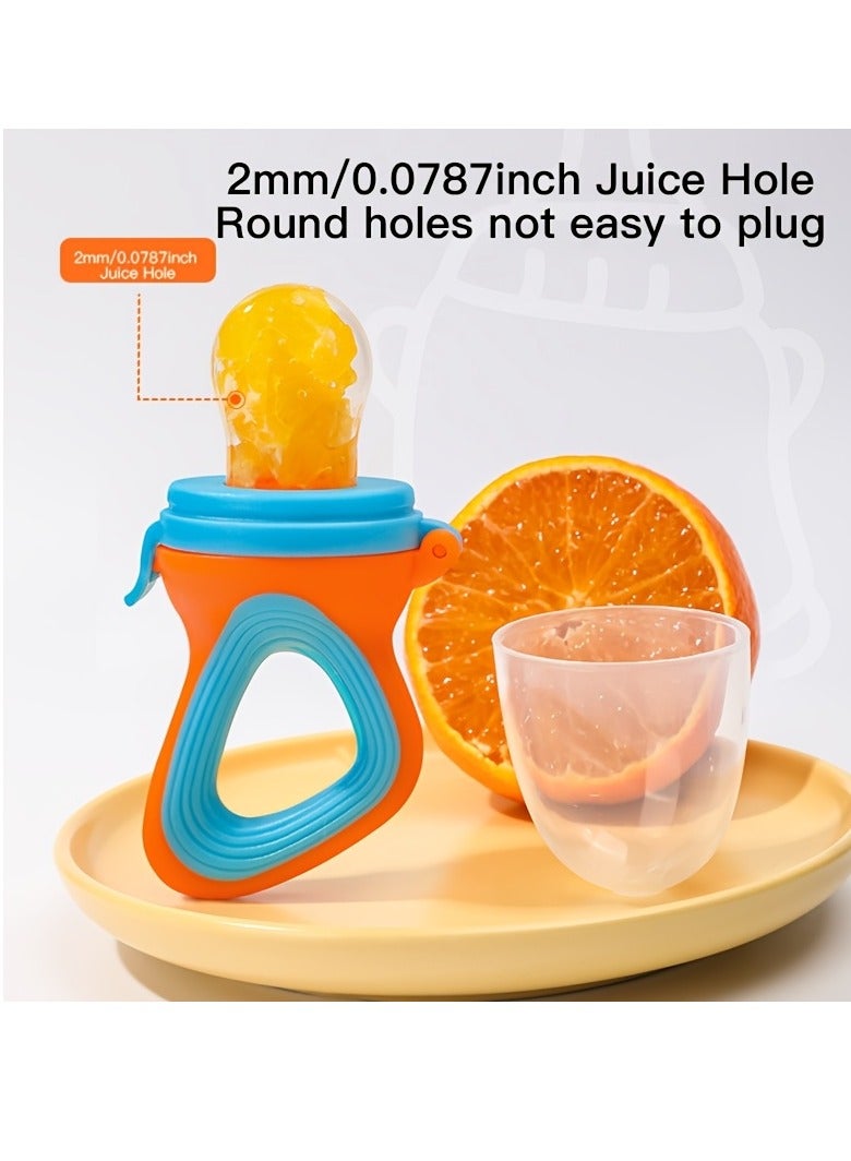 Bebiland 3 PCS Food Feeder Pacifiers with 3 Interchangeable Mesh Pouches Bags, Baby Fruit Feeder Weaning Dummies Set, Teething Dummy for Babies Infant Toddlers(Blue/Green/Yello)  - Image 5
