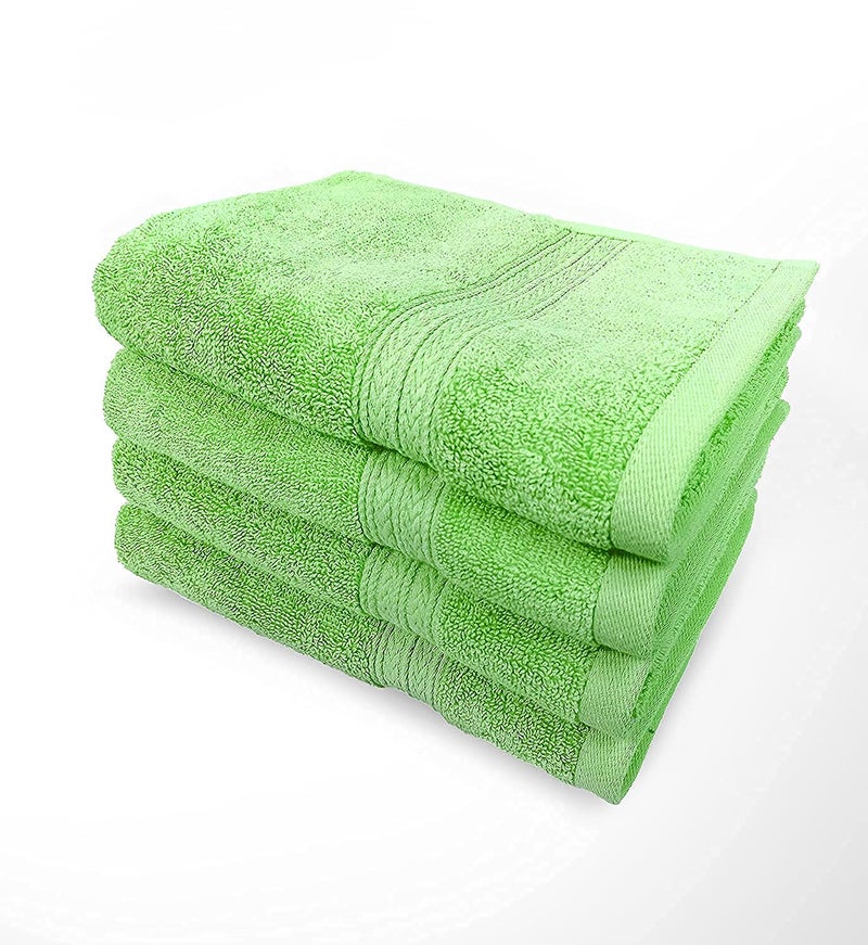 Welfic Bamboo Cotton Thick and Plush Hand Gym Workout Towel Set of 4 Green - Image 1
