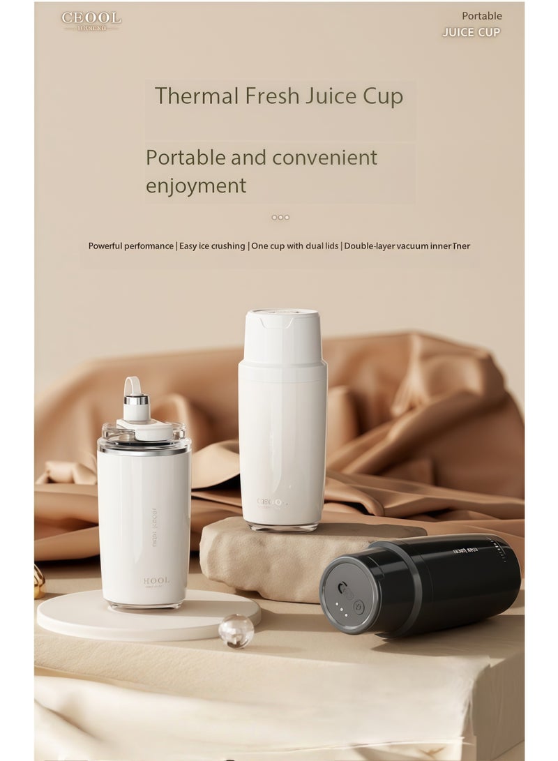 سيوول عصارة متعددة الوظائف قابلة لإعادة الشحن عبر USB، كوب قهوة محمول، كوب عصير كهربائي معزول (أسود) - Image 5