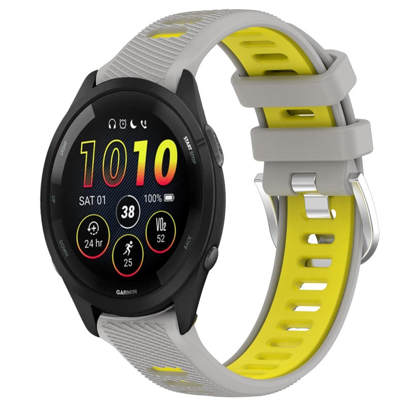 S-TOP For Garmin 20mm xDfind Sports Two-Color Steel Buckle Silicone Watch Band(Grey+Yellow) - Image 1