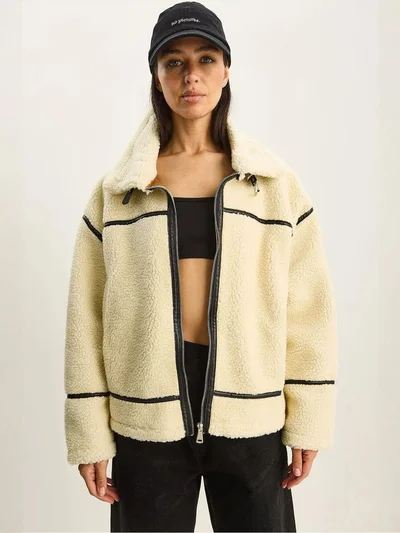 Bianco Lucci LUCCI Oversized Faux Fur Jacket
