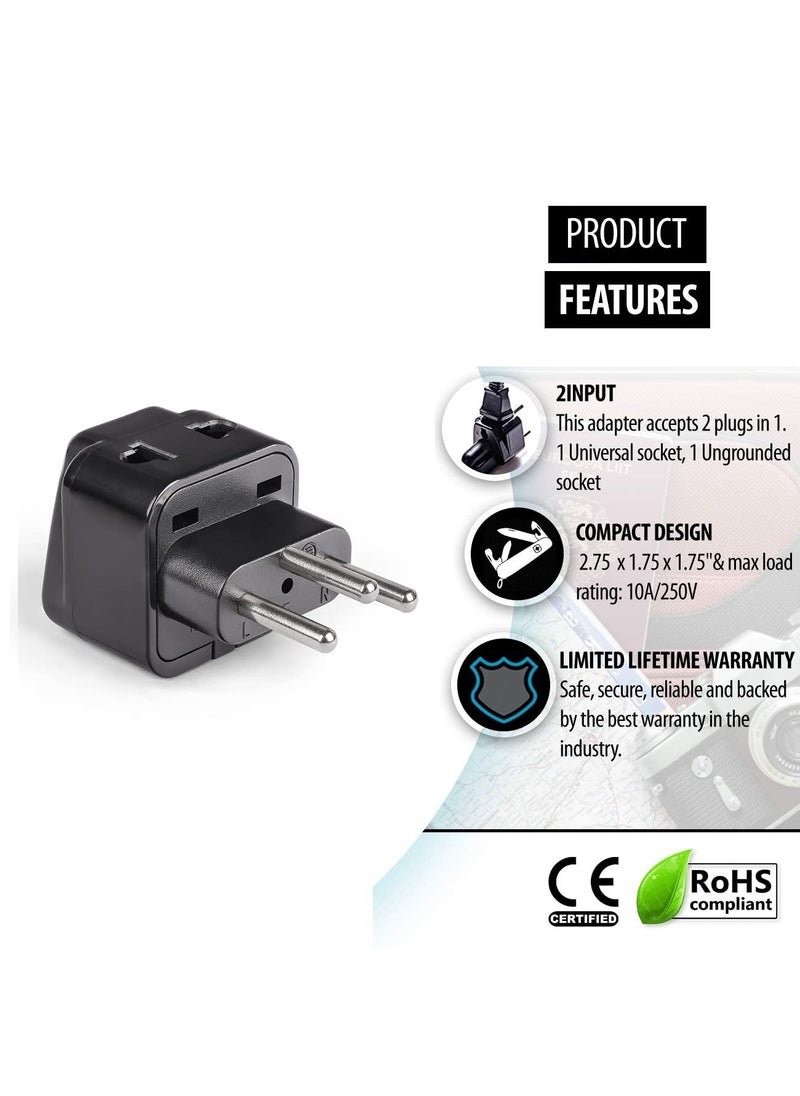 OREI OREI India to Switzerland Rwanda Liechtenstein Type J Travel Adapter Plug 2 in 1 CE Certified RoHS Compliant 4 Pack Black Color P2111A4PK  - Image 4