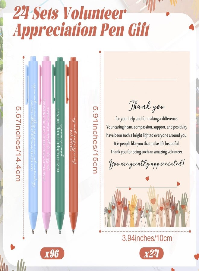 Sinload 24 Sets Volunteer Appreciation Pen Gift Bulk Inspirational Quotes Ballpoint Pens with Volunteer Thank You Card for Charity Ministry Social Worker Church Coworker - Image 2