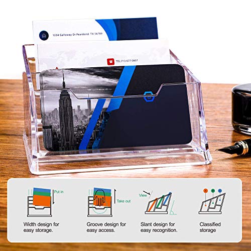 DAHSHA 3 - Tier Premium Acrylic Transparent Crystal-Clear Visiting Business Card Holder/Display Stand Desk Organizer For Office Table - Image 3