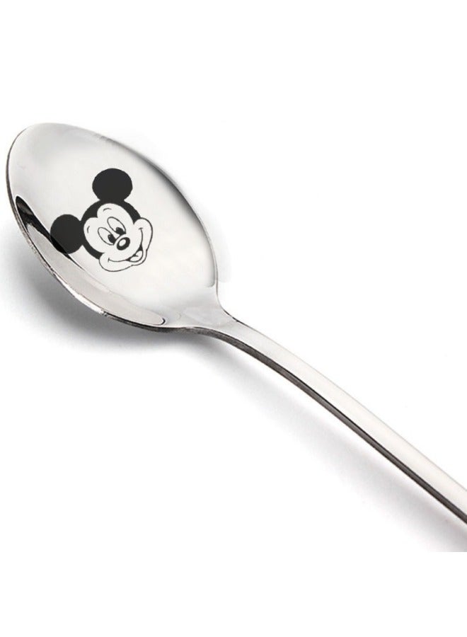 Classic Gift Cute Cartoon Pattern Stetney Donald Duck Bear Mickey Mouse Stainless Steel Spoon Ice-cream Spoon-Specifications:37#  - Image 1