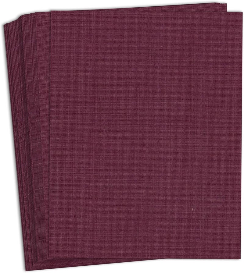 Hamilco Colored Cardstock Paper 8.5x11 Linen Textured Color Card Stock Paper Burgundy Red 80 lb Cover 50 Pack - Image 1
