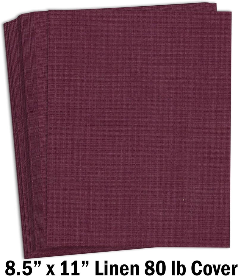 Hamilco Colored Cardstock Paper 8.5x11 Linen Textured Color Card Stock Paper Burgundy Red 80 lb Cover 50 Pack - Image 2