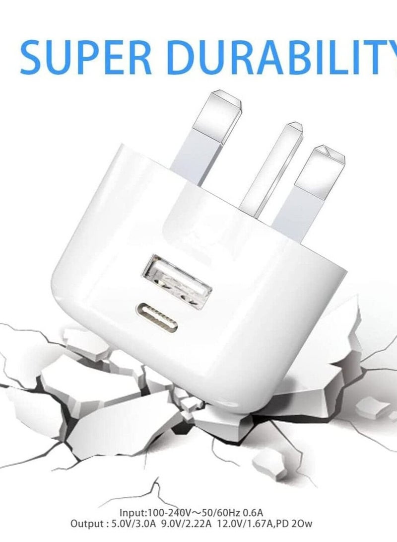 Galaxy Z Flip 4 / Z Fold 4 / S23 / S23 Plus / S23 Ultra Charger, 20W Dual Port USB & USB C Charger Plug Type C PD Fast Charge Travel Fast Charging Power Adapter Phone Charger For Samsung Z Flip 4 - Image 2