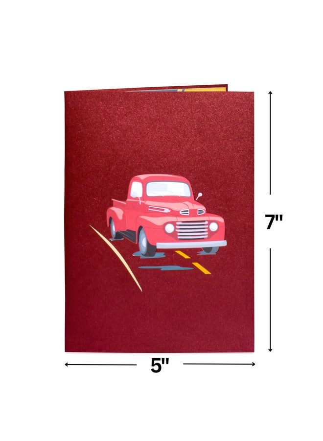 Paper Love 3D Classic Red Truck Fathers Day Pop Up Card Gift For Dad Husband Anyone 5" X 7" Cover Includes Envelope And Note Tag - Image 2