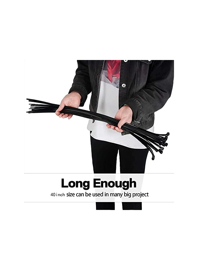 PROMASS Black Cable Ties,Extra Large Zip Ties,40 Inch 20 Pack With 200 Pounds Tensile Strength Long Cable Ties Big Heavy Duty Outdoor Plastic Ties Black (40inch Black)  - Image 4