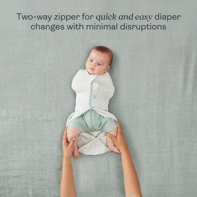 ergoPouch Cocoon Swaddle Sack 0.2 TOG - Baby Sleep Sack, Gentle Snug Fit Helps Calm Startle Reflex, Ideal for Arms In/Out Sleeping, Soft Breathable Fabric for Better Sleep (0-3 Months, Blush Leaf) - Image 4