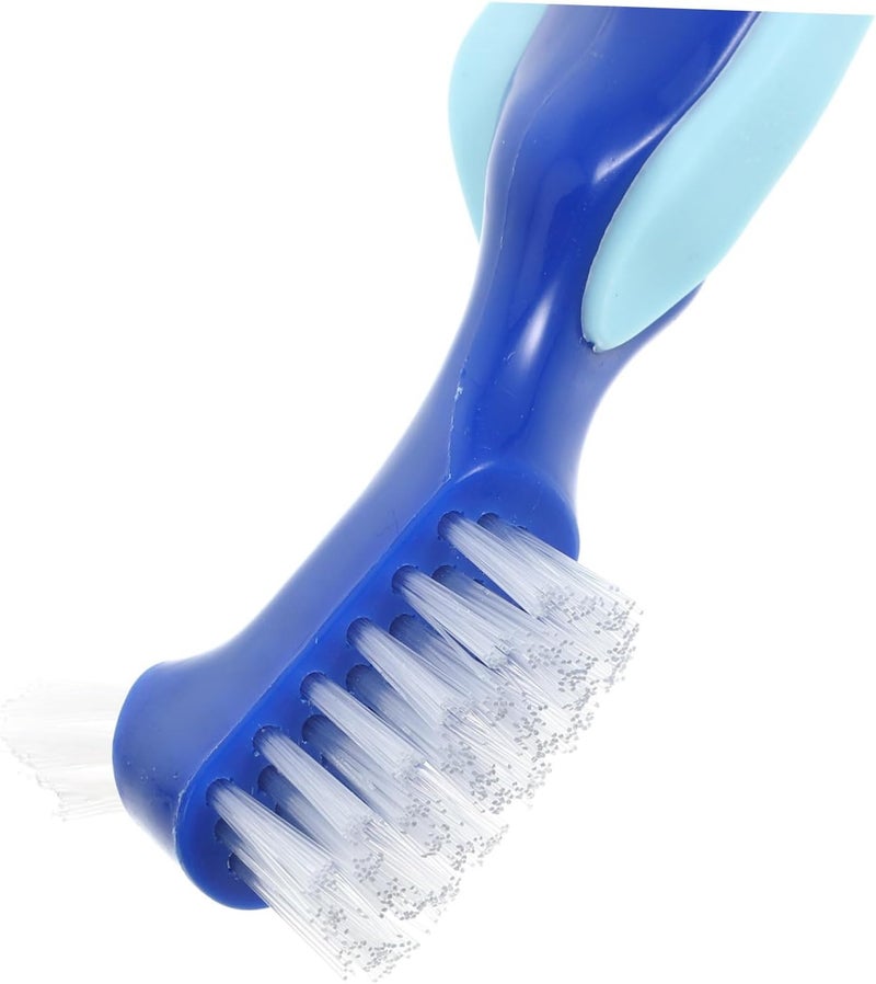 Transit & use compatible OUNONA 4pcs Portable Denture Toothbrushes Compact Travel Toothbrush Double-Sided Denture Care Brush Wet anti slip - Image 5