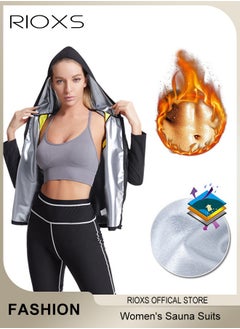 Sauna Suits For Women, Women's Waist Trainer Sauna Jackets, Weight Loss Training Jacket, Slimming Shapewear With Zipper, Sweat Sauna Long Sleeve Shirt, For Workout Gym Running Fitness Exercise