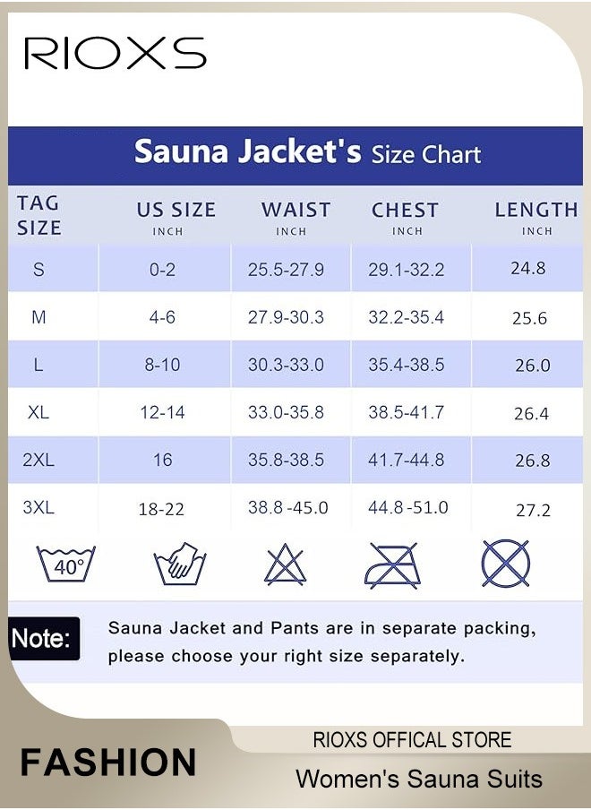 RIOXS - Sauna Suits For Women, Women's Waist Trainer Sauna Jackets, Weight Loss Training Jacket, Slimming Shapewear With Zipper, Sweat Sauna Long Sleeve Shirt, For Workout Gym Running Fitness Exercise - Image 1
