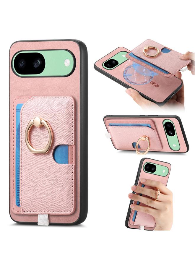 إيروريكس جراب هاتف Google Pixel 8a بتصميم كلاسيكي من الجلد مع حلقة جانبية وحقيبة بطاقات وحافظة MagSafe - Image 1