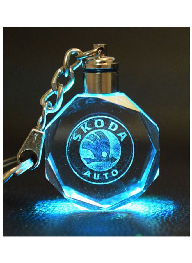 Loquat Skoda Car Logo Keychain With Changing Color Light