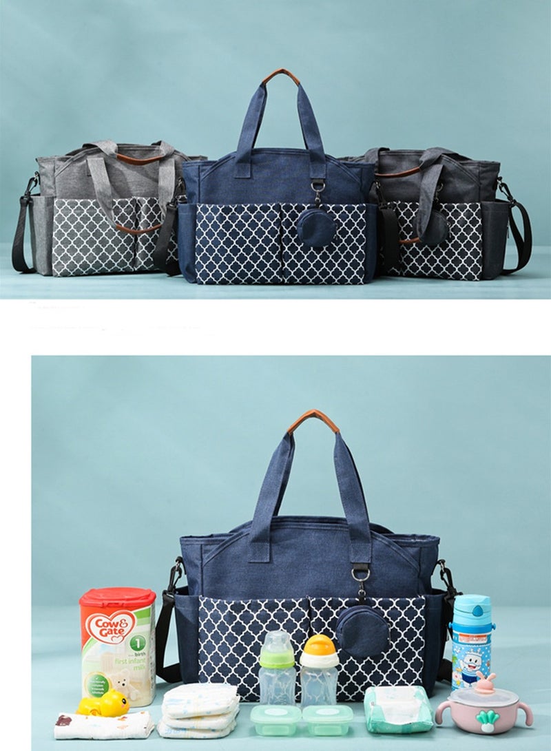 Multifunctional Signature Diaper Bag With Changing Mat - Deep Blue - Image 3