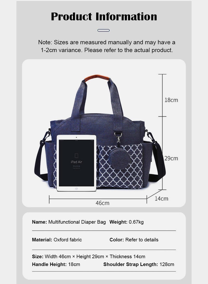 Multifunctional Signature Diaper Bag With Changing Mat - Deep Blue - Image 2