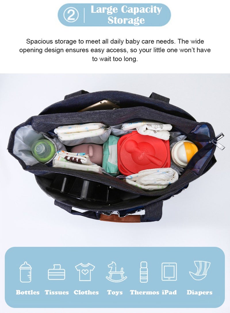 Multifunctional Signature Diaper Bag With Changing Mat - Deep Blue - Image 5