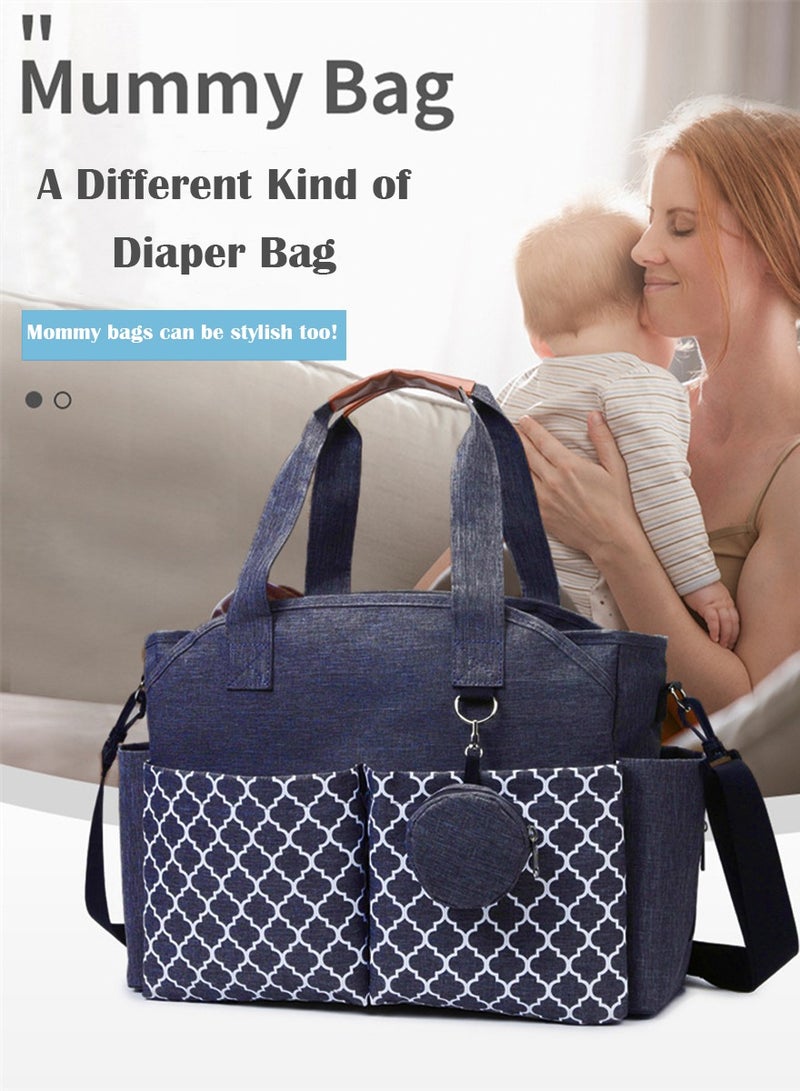 Multifunctional Signature Diaper Bag With Changing Mat - Deep Blue - Image 1