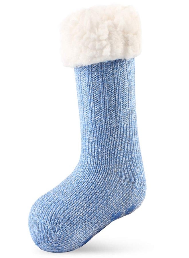 Cottock 3 Pairs Girls Boys Slipper Socks Kids Winter Christmas Socks, Sherpa-lined Fuzzy Grips Socks for Boys for Girls (3 Pairs Basic, 24-36 Months) - Image 2