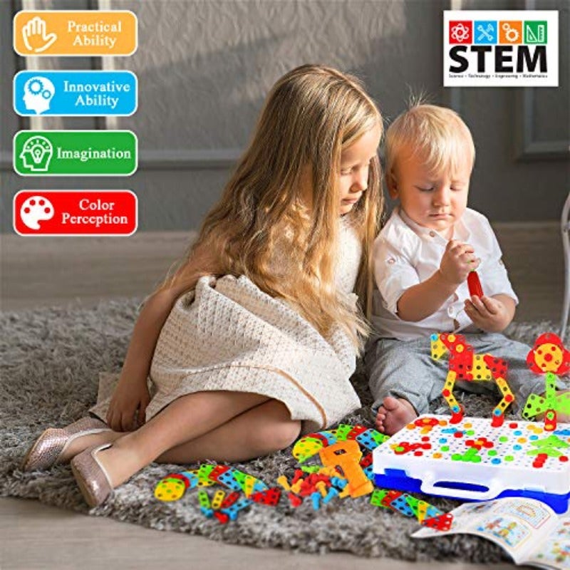 لعبة تصميم الحفر STEM ولعب شد الحبل للأطفال من عمر 3 إلى 8 سنوات، بها 237 قطعة، لعبة مثقاب كهربائي، ألعاب بناء إبداعية، صندوق أدوات تعليم مارا، ألعاب مونتيسوري السحرية، ألعاب STEM للأطفال الصغار من الأولاد والبنات، مناسبة لأعمار 3، 4، 5، 6، 7، 8 سنوات - Image 2