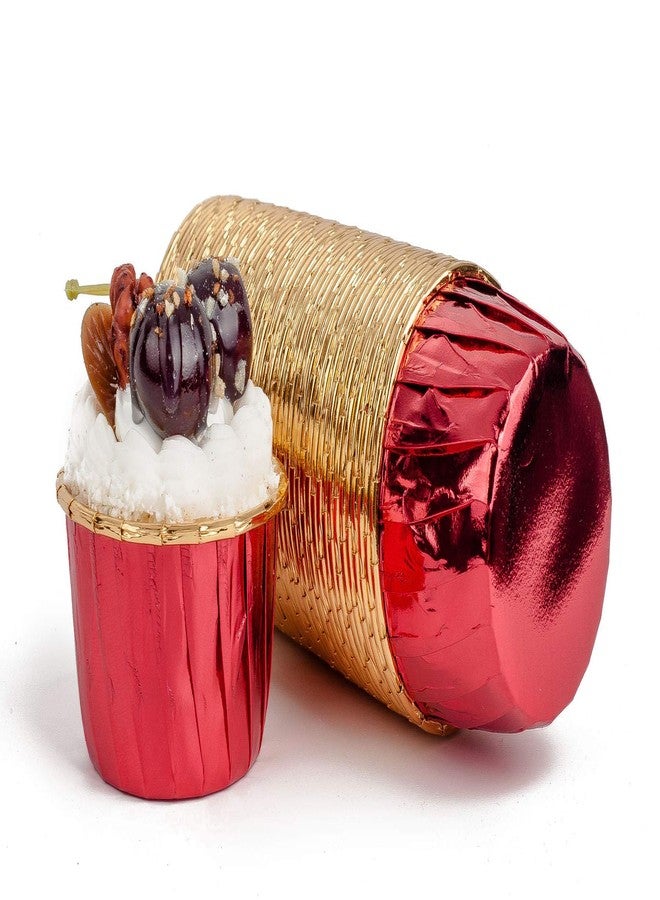 جولدن ابل تفاحة ذهبية، 50 قطعة من قوالب خبز الكيك الصغيرة المصنوعة من ورق الألمنيوم، قوالب خبز الكب كيك والمافن، قوالب خبز لحفلات الزفاف والمناسبات، بطانات كب كيك حمراء وذهبية - Image 2