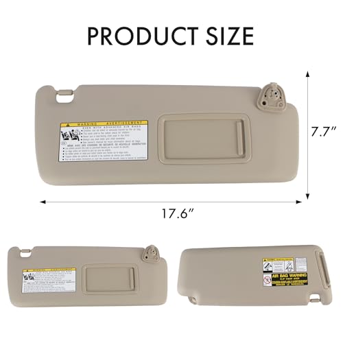 PEVAST Sun Visor for Toyota Highlander 2001 2002 2003 2004 2005 2006 2007, Left Driver Side Beige Sunvisor OE Replace for 74320-48260-A0 (Beige-Left) - Image 3