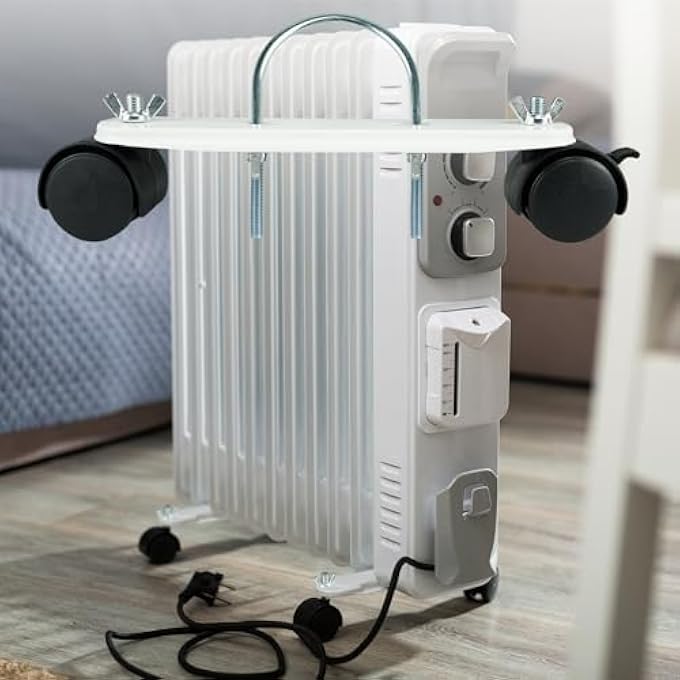 MOBILE PULLEY HOLDER FOR OIL FILLED RADIATOR 360 SWIVEL ELECTRIC HEATER FRAME BASE WITH BLACK WHEELS EASY TO INSTALL - Image 2