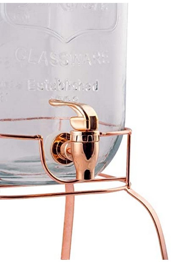 LVOOK LVOOK 5L Transparent Glass Beverage Dispenser with Golden Tap, Stand & Twist Cap - Elegant Drink Server by Home-Cart  - Image 2