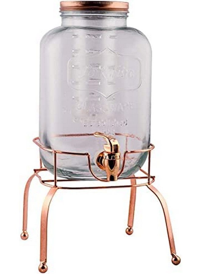 LVOOK LVOOK 5L Transparent Glass Beverage Dispenser with Golden Tap, Stand & Twist Cap - Elegant Drink Server by Home-Cart  - Image 1