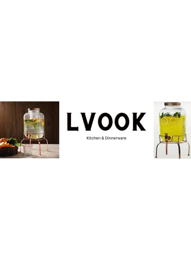 LVOOK LVOOK 5L Transparent Glass Beverage Dispenser with Golden Tap, Stand & Twist Cap - Elegant Drink Server by Home-Cart  - Image 4