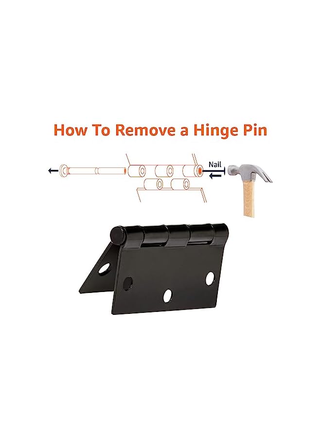 promass Square Door Hinges, 3.5 Inch x 3.5 Inch, 12 Pack, Matte Black - Image 4