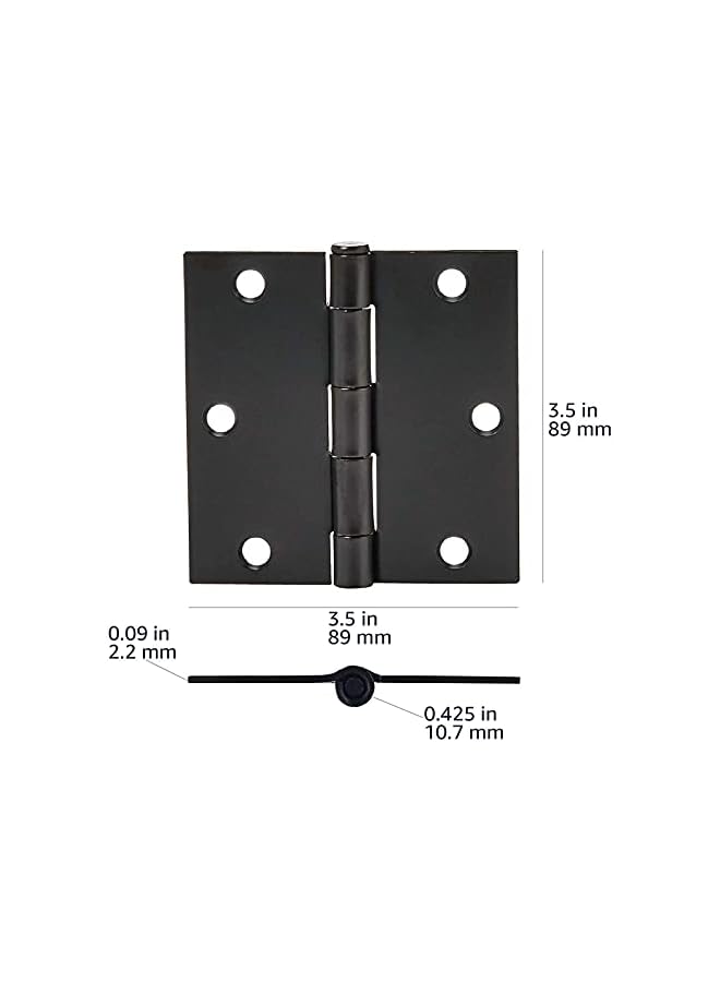 promass Square Door Hinges, 3.5 Inch x 3.5 Inch, 12 Pack, Matte Black - Image 5