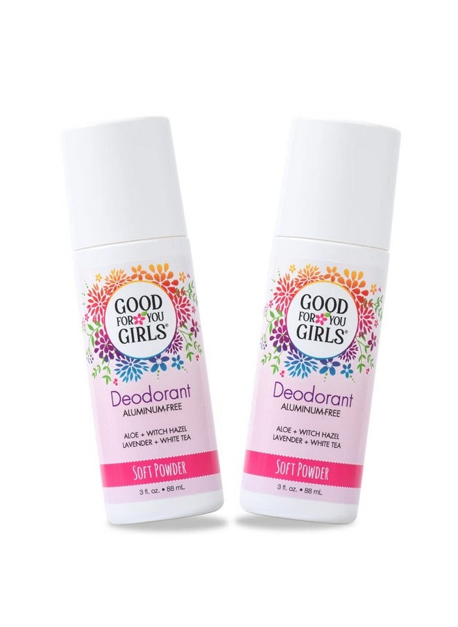 good for you girls Aluminumfree, Natural & Vegan Deodorant For Kids, Preteens, Teens, Safe & Effective Odor Protection, Clear Rollon, Natural Fragrance | Soft Powder, 3 Oz (Pack Of 2)  - Image 1